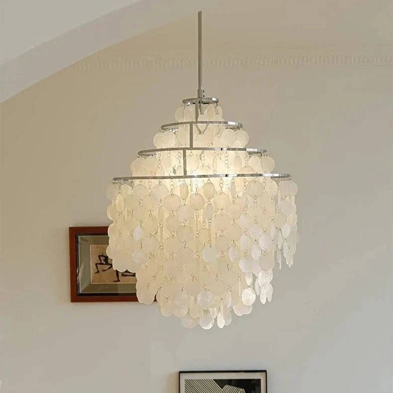 Chandelier Layered Shell Discs Adjustable LED Light Color