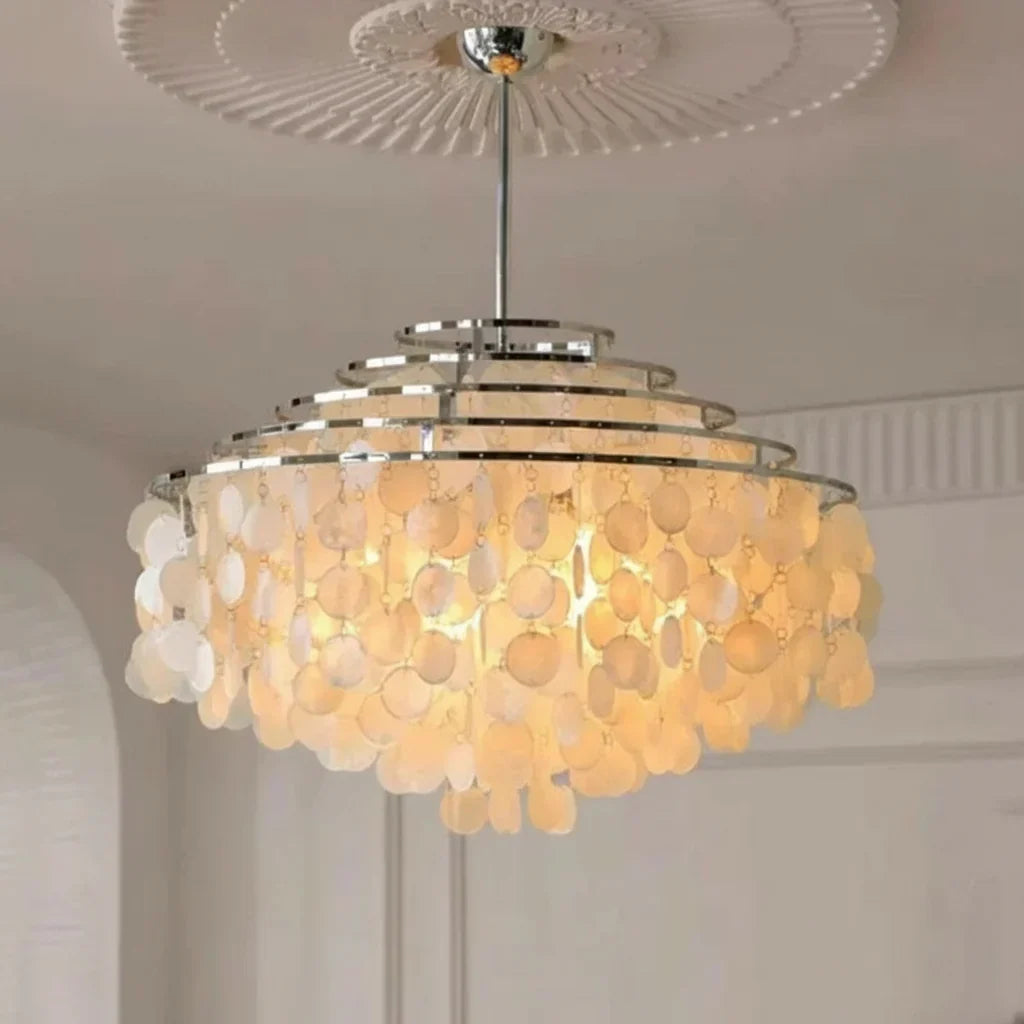 Chandelier Layered Shell Discs Adjustable LED Light Color