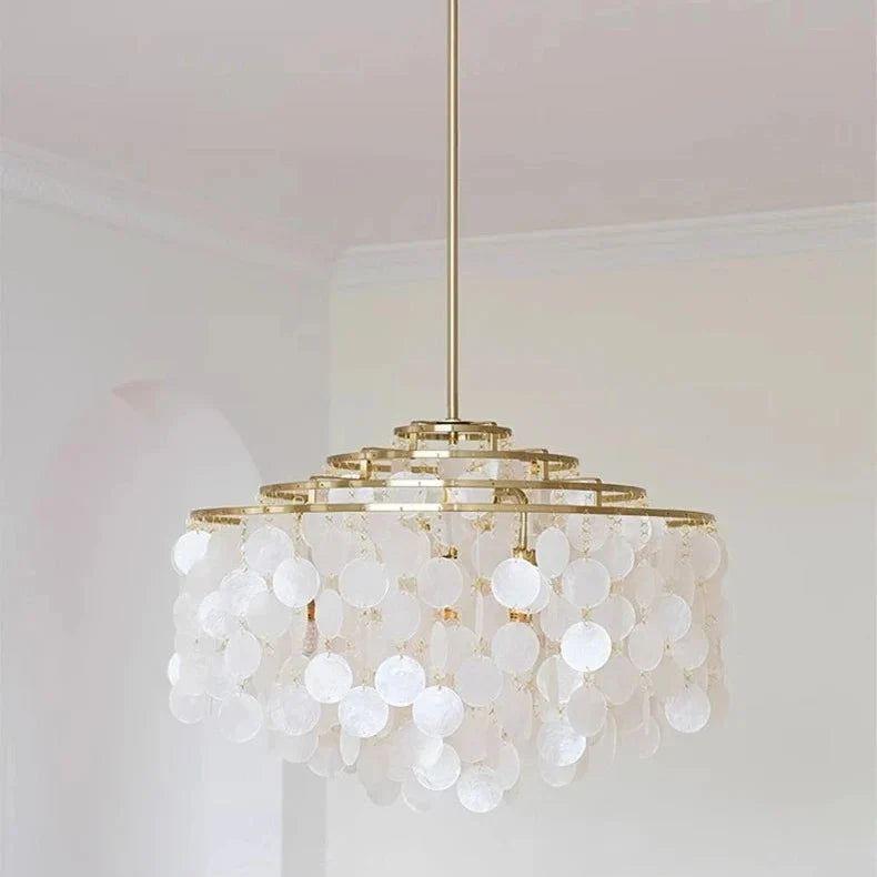 Chandelier Layered Shell Discs Adjustable LED Light Color