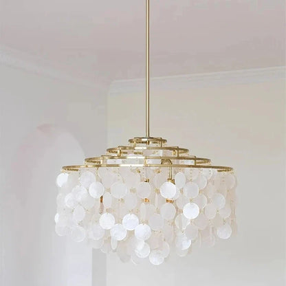 Chandelier Layered Shell Discs Adjustable LED Light Color