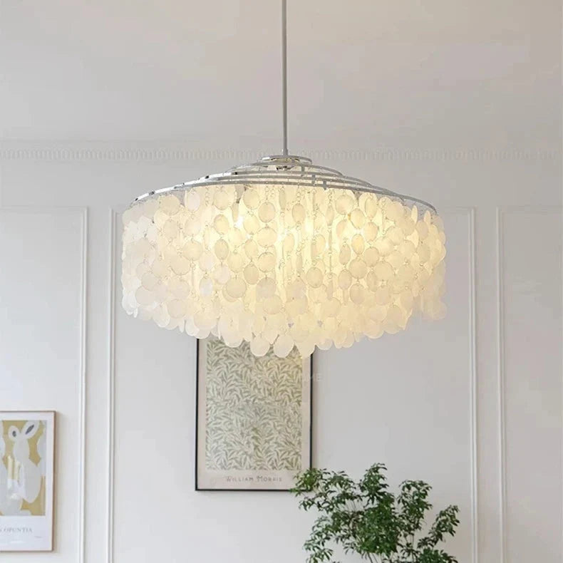 Chandelier Layered Shell Discs Adjustable LED Light Color