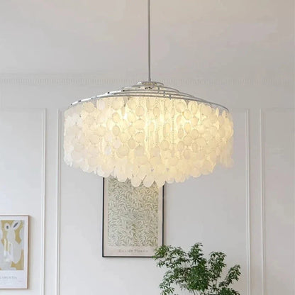 Chandelier Layered Shell Discs Adjustable LED Light Color