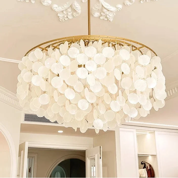Chandelier Layered Shell Discs Adjustable LED Light Color