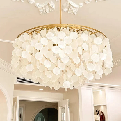 Chandelier Layered Shell Discs Adjustable LED Light Color