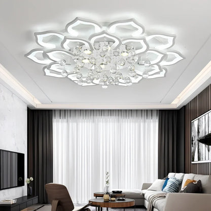 Chandelier Lotus Crystal Flush Mount Dimmable Remote-Controlled LED