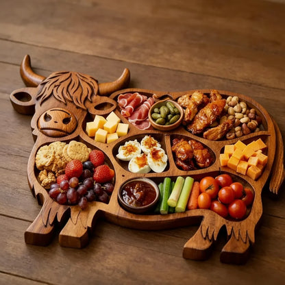 Charcuterie Board Cow-Shaped Handcrafted Solid Wood