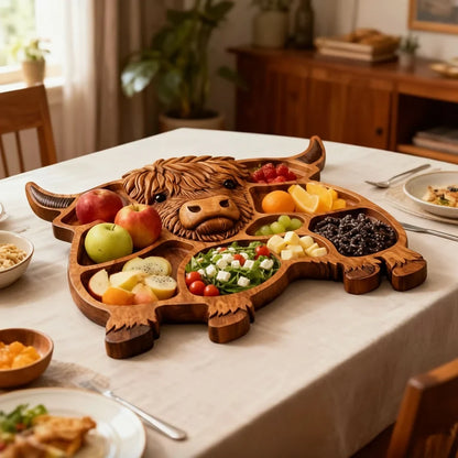 Charcuterie Board Cow-Shaped Handcrafted Solid Wood