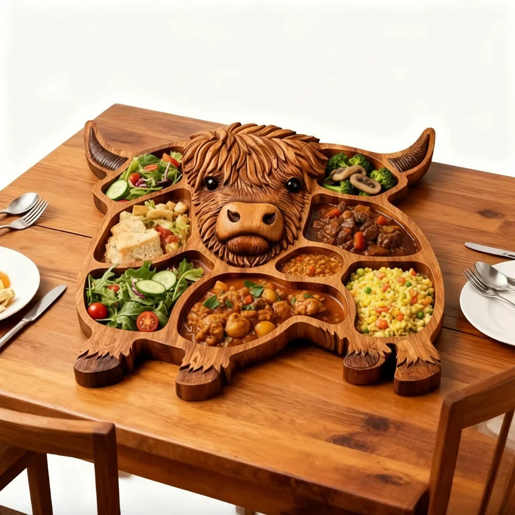 Charcuterie Board Cow-Shaped Handcrafted Solid Wood