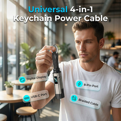 Charging Cable Keychain 4-in-1 65W Digital Power Display