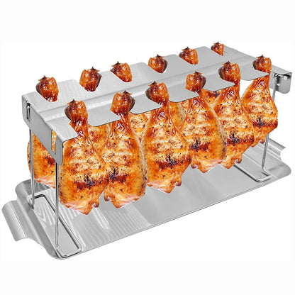 Chicken Grill Rack Foldable Stainless Steel 12-Piece