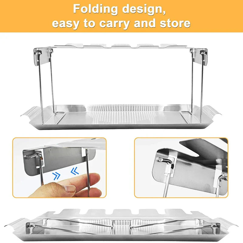 Chicken Grill Rack Foldable Stainless Steel 12-Piece