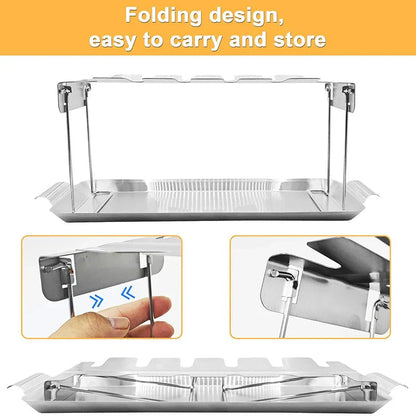 Chicken Grill Rack Foldable Stainless Steel 12-Piece