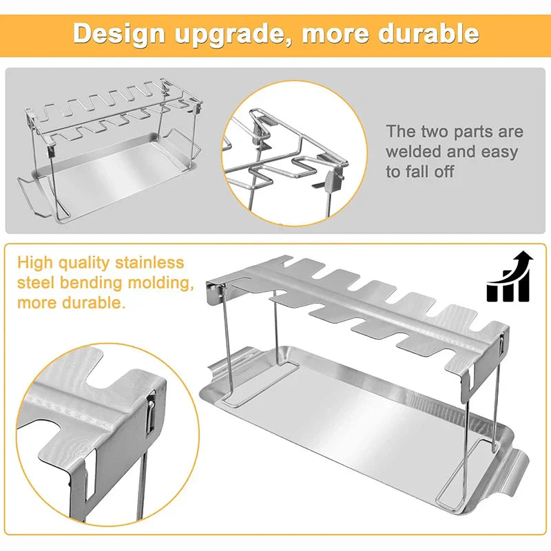 Chicken Grill Rack Foldable Stainless Steel 12-Piece