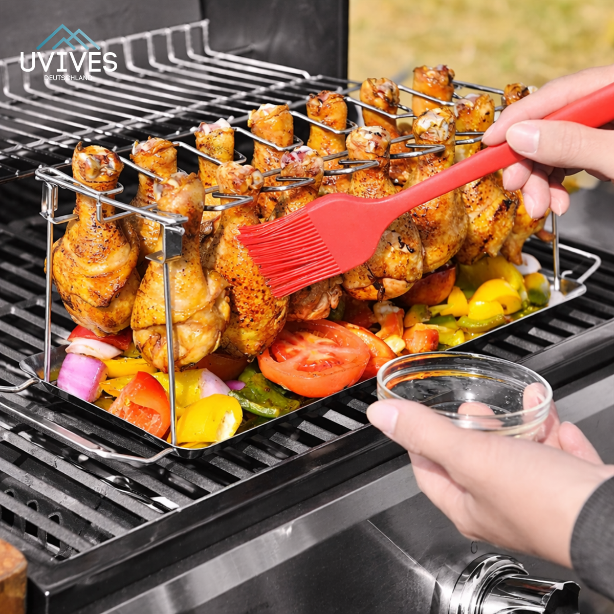 Chicken Leg Grill Rack Stainless Steel Drip Tray