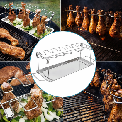 Chicken Leg Grill Rack Stainless Steel Drip Tray