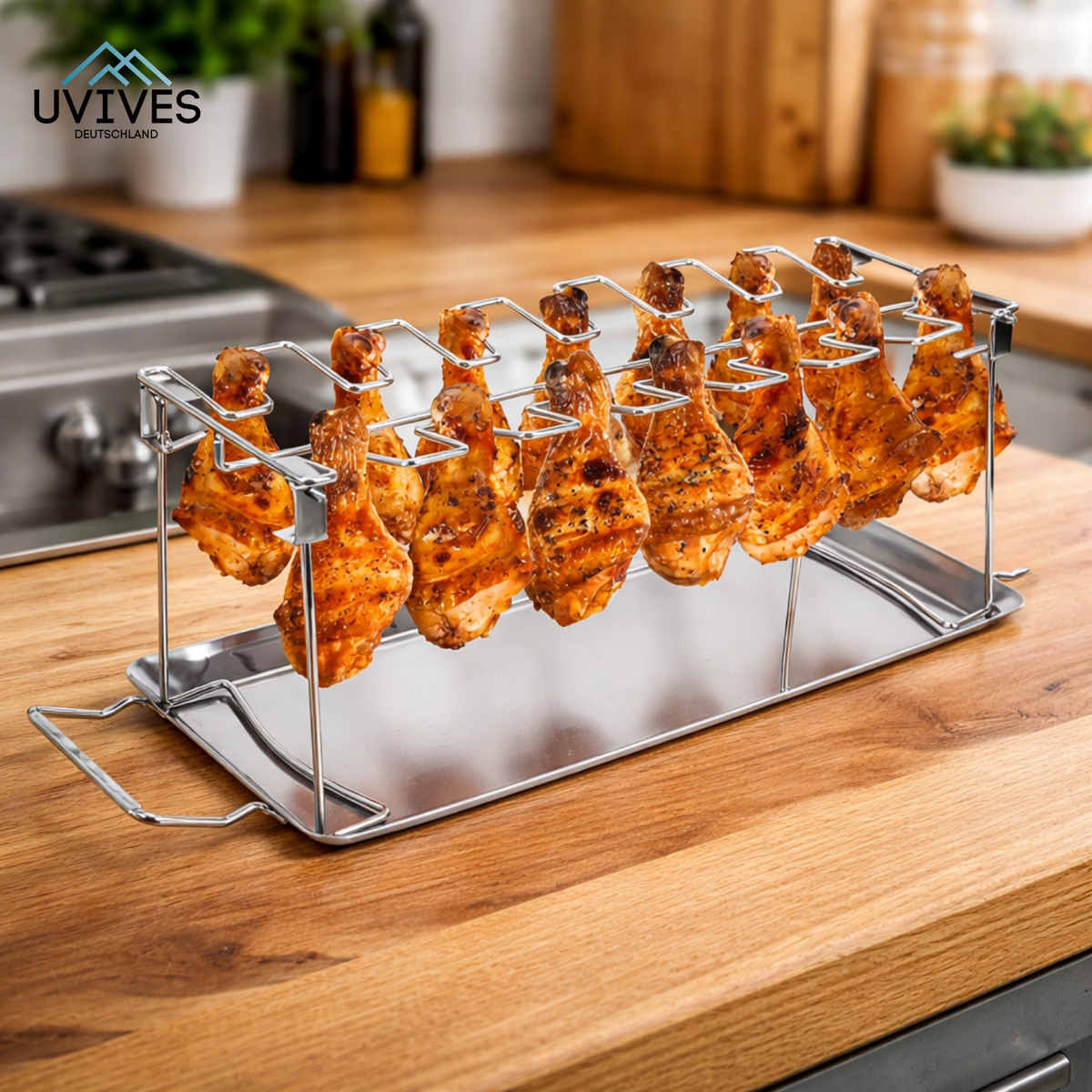 Chicken Leg Grill Rack Stainless Steel Drip Tray