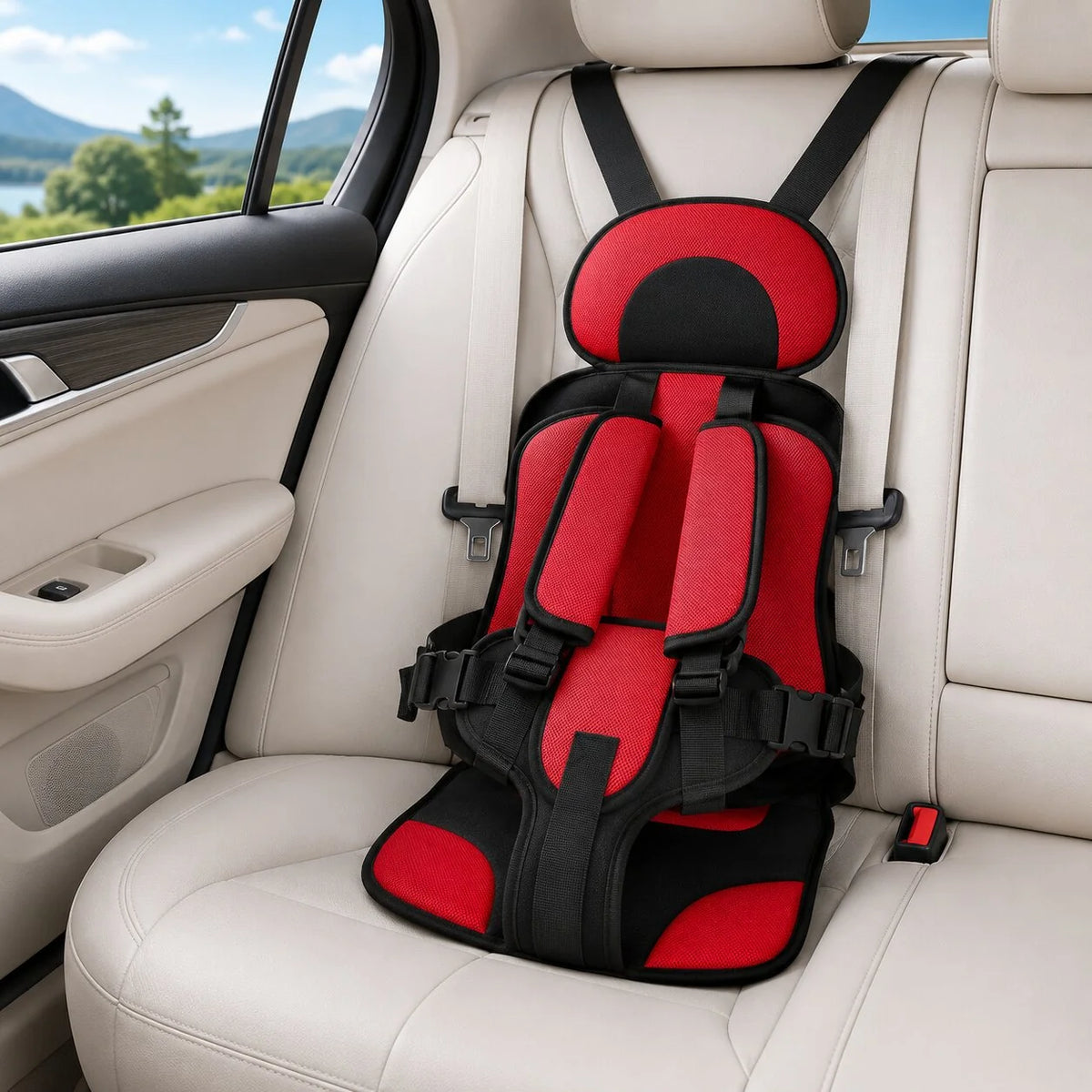 Child Car Seat Lightweight Compact Adjustable Fit & Washable Cover