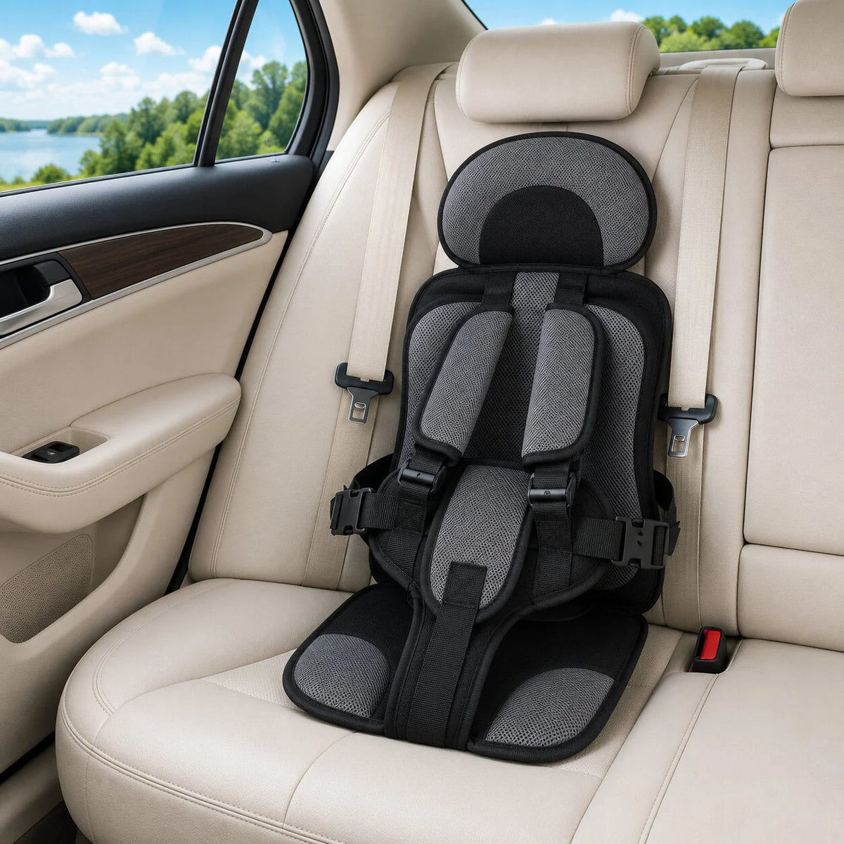 Child Car Seat Lightweight Compact Adjustable Fit & Washable Cover
