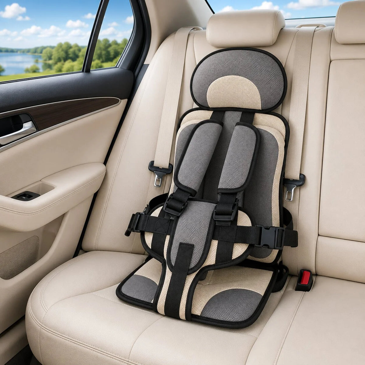 Child Car Seat Lightweight Compact Adjustable Fit & Washable Cover