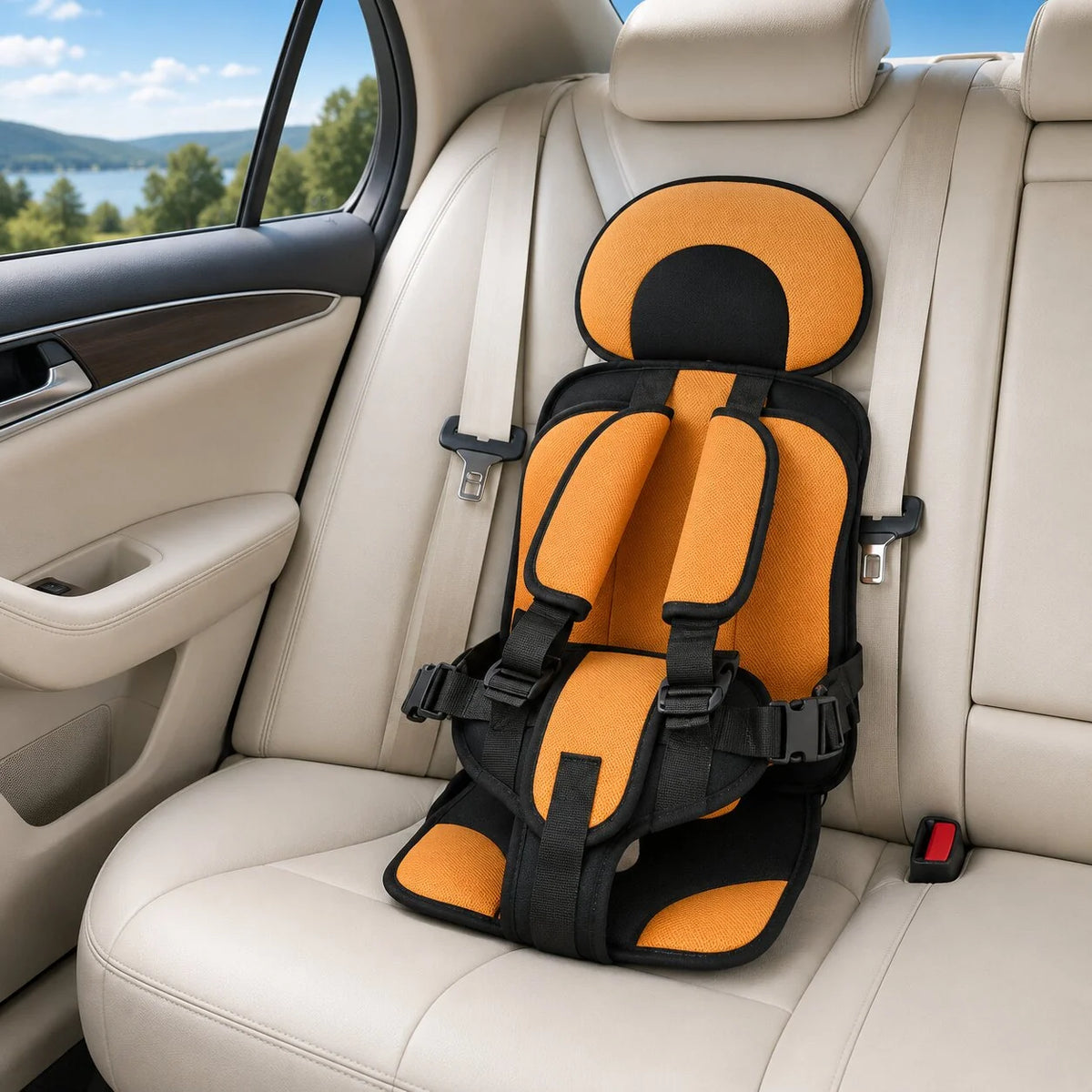 Child Car Seat Lightweight Compact Adjustable Fit & Washable Cover