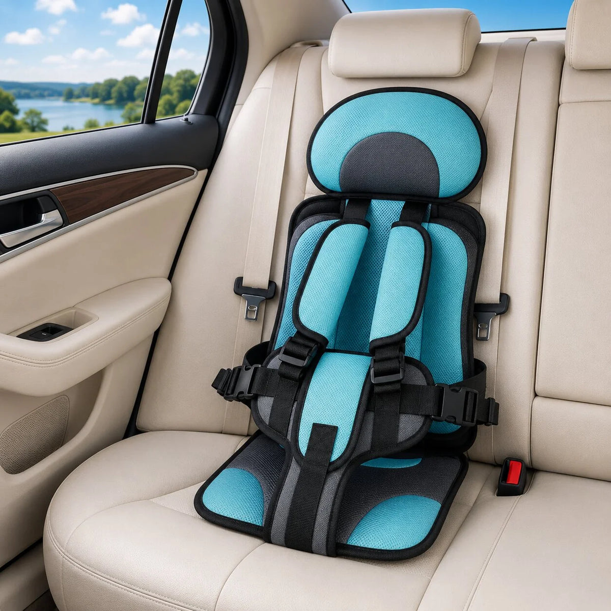 Child Car Seat Lightweight Compact Adjustable Fit & Washable Cover