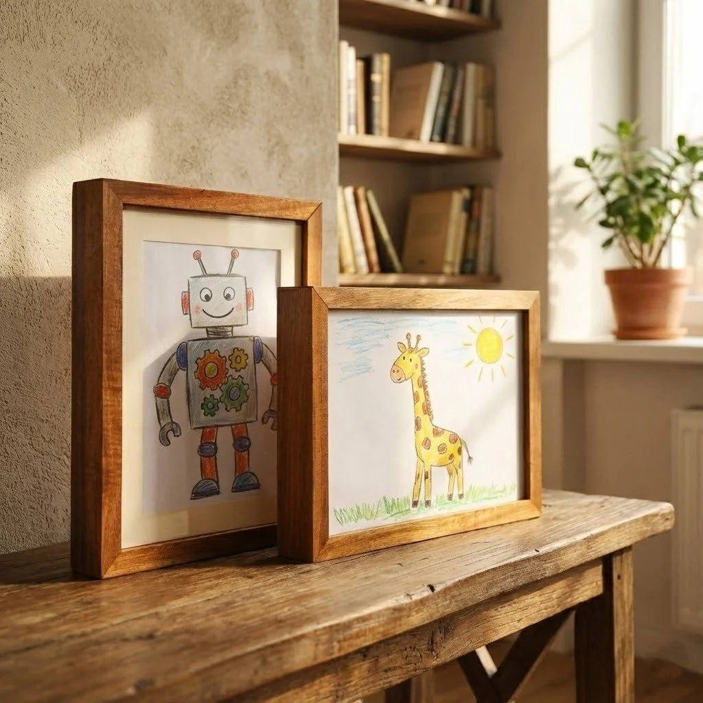 Children's Art Frame Wood Front-Opening Built-In Artwork Storage