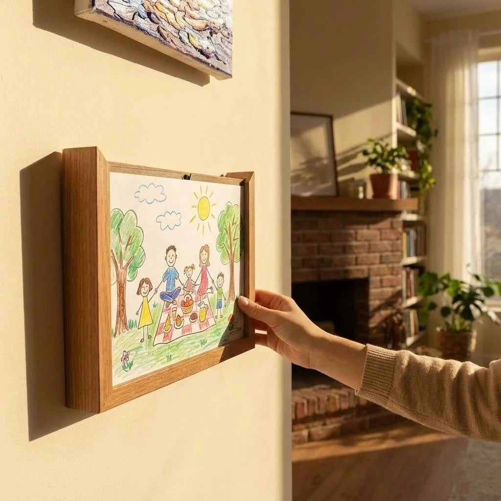 Children's Art Frame Wood Front-Opening Built-In Artwork Storage