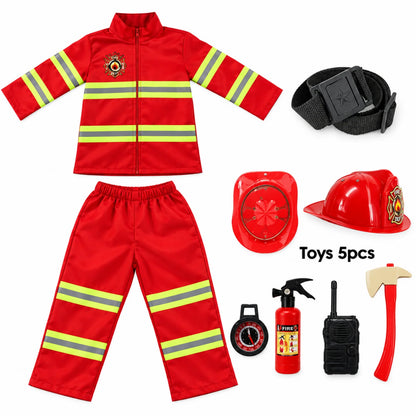 Children’s Firefighter Costume Lightweight Zippered Uniform Selections with Accessories