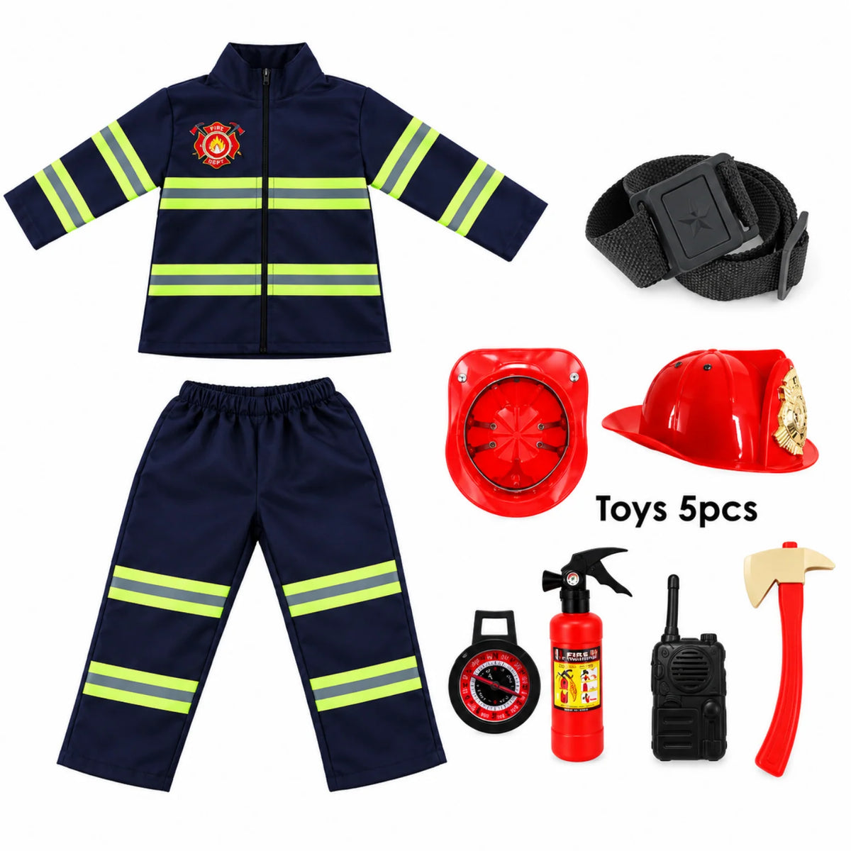 Children’s Firefighter Costume Lightweight Zippered Uniform Selections with Accessories