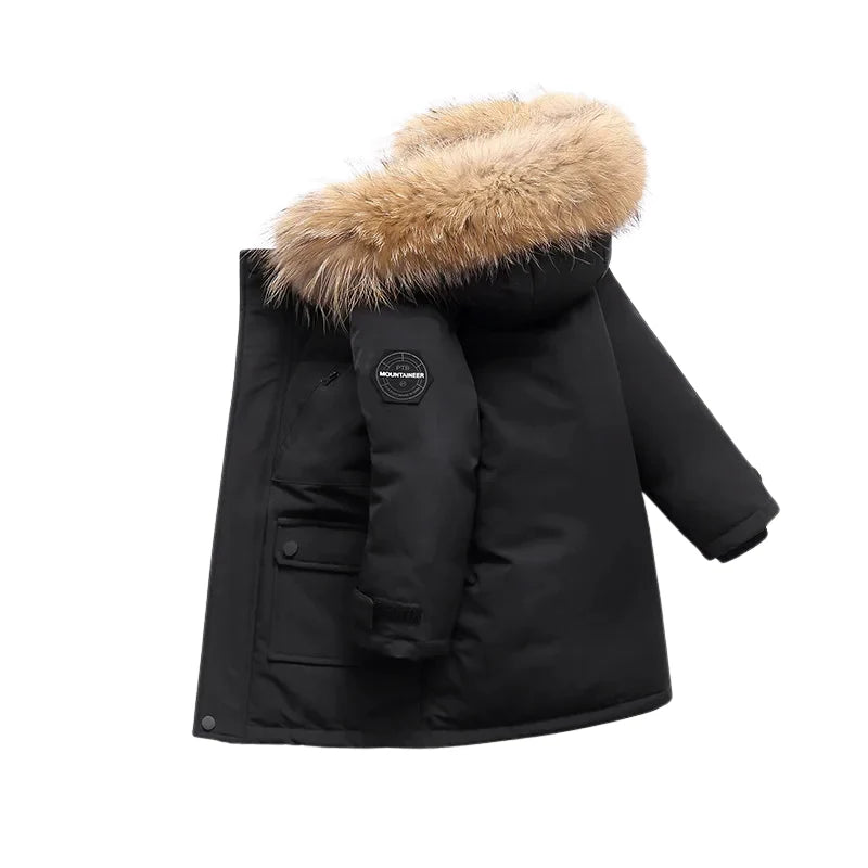 Children’s Winter Coat Thick Padded Fur Trim Warm Cold-Weather Wear