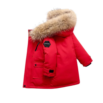 Children’s Winter Coat Thick Padded Fur Trim Warm Cold-Weather Wear