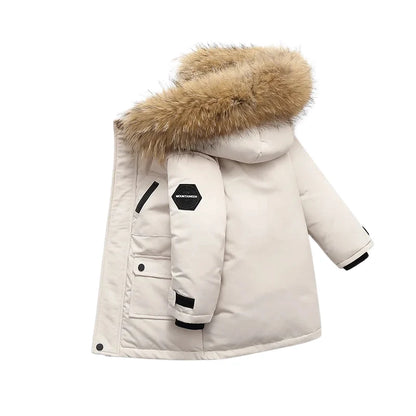 Children’s Winter Coat Thick Padded Fur Trim Warm Cold-Weather Wear