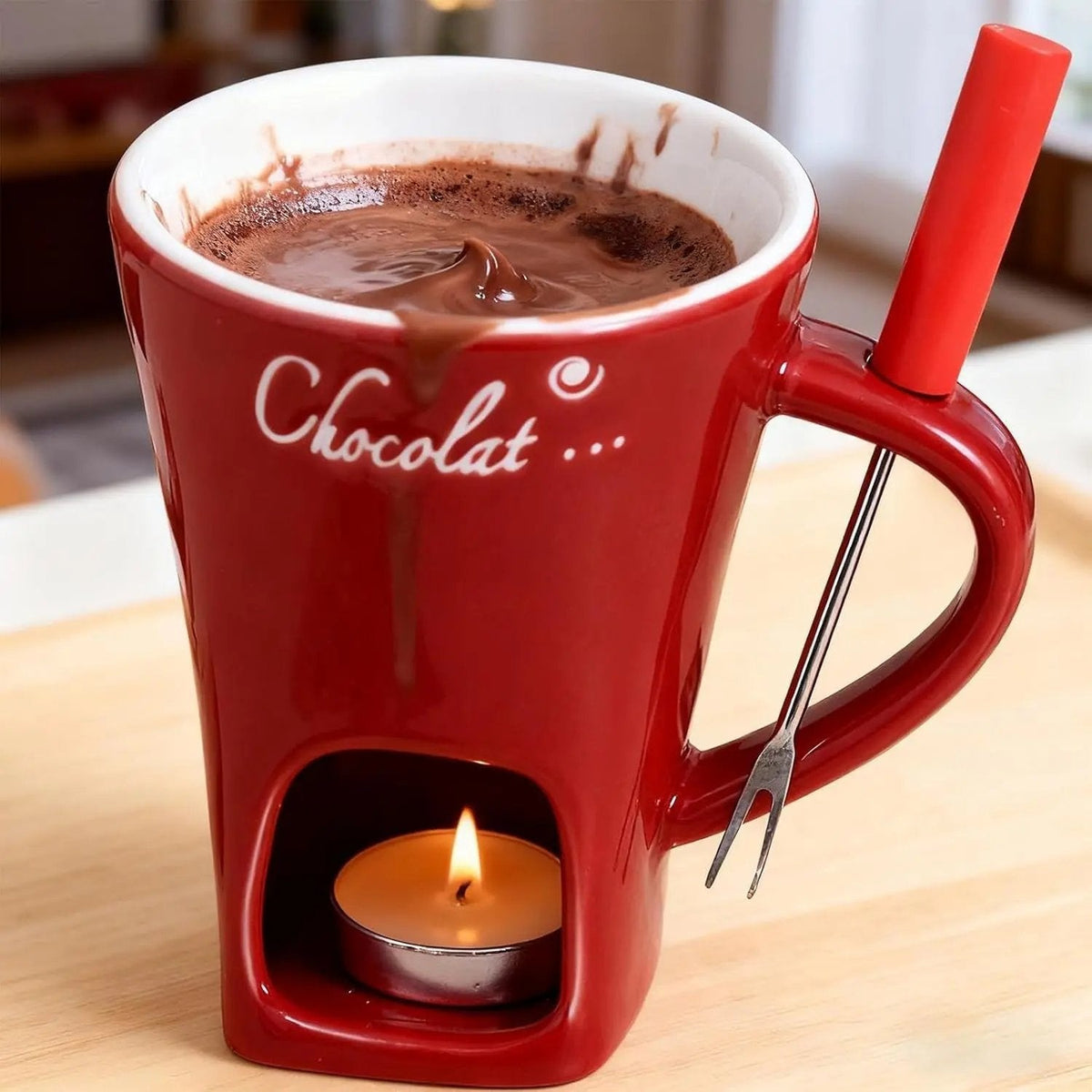 Chocolate Fondue Cup Handcrafted Ceramic Tealight Heated