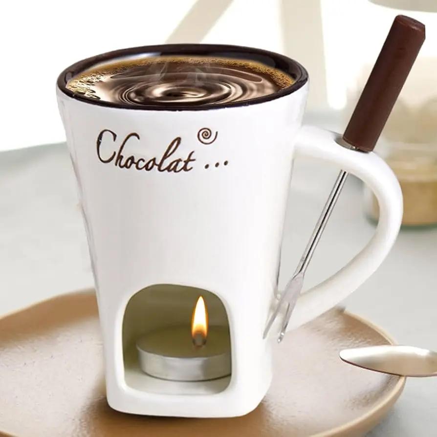 Chocolate Fondue Cup Handcrafted Ceramic Tealight Heated