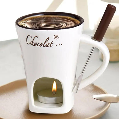 Chocolate Fondue Cup Handcrafted Ceramic Tealight Heated