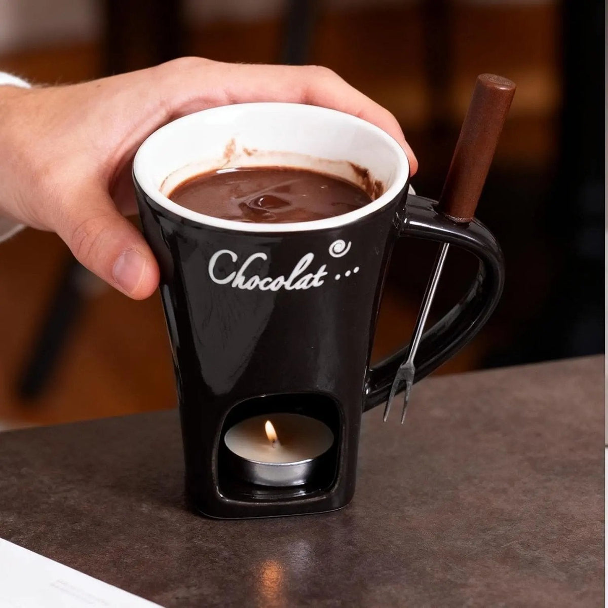 Chocolate Fondue Cup Handcrafted Ceramic Tealight Heated