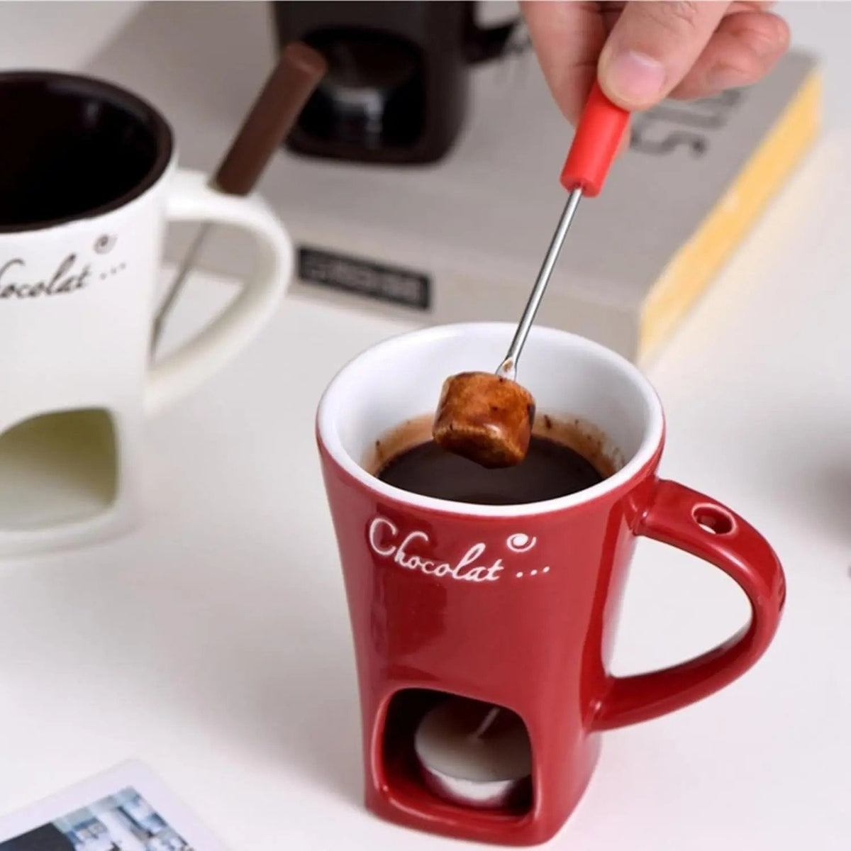 Chocolate Fondue Cup Handcrafted Ceramic Tealight Heated