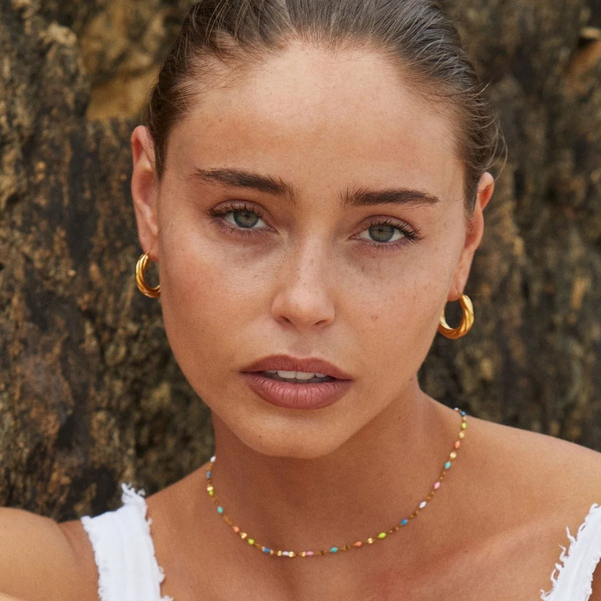 Choker Necklace Multicolor Resin Beads Adjustable Lobster Clasp