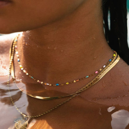 Choker Necklace Multicolor Resin Beads Adjustable Lobster Clasp