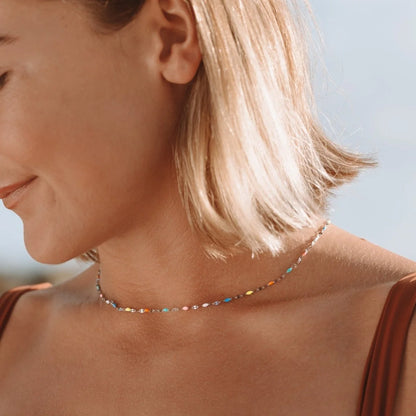 Choker Necklace Multicolor Resin Beads Adjustable Lobster Clasp