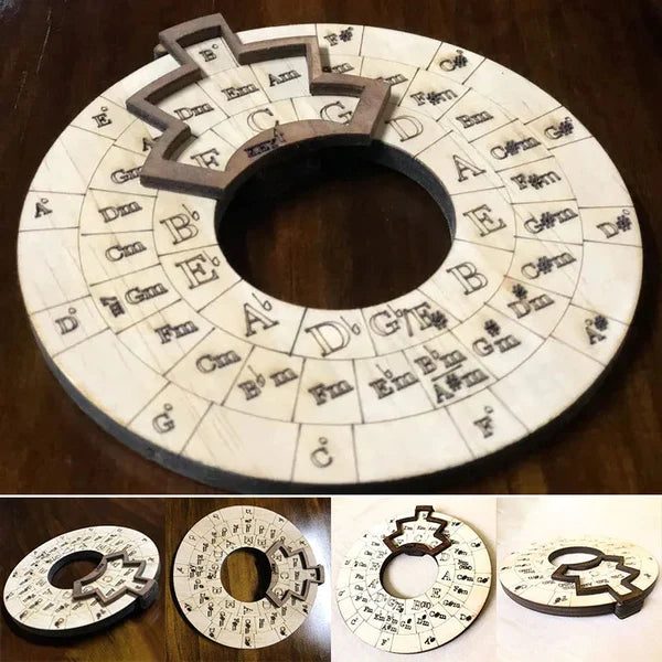 Chord Wheel Wooden Rotating Instant Chord Finder