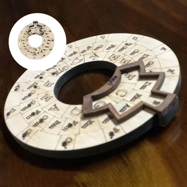Chord Wheel Wooden Rotating Instant Chord Finder