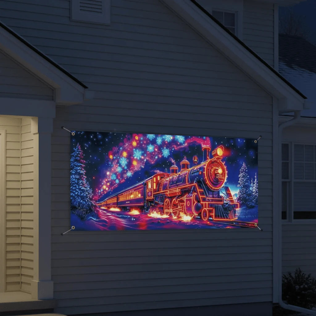 Christmas Banner UV-Fluorescent Blacklight Glow