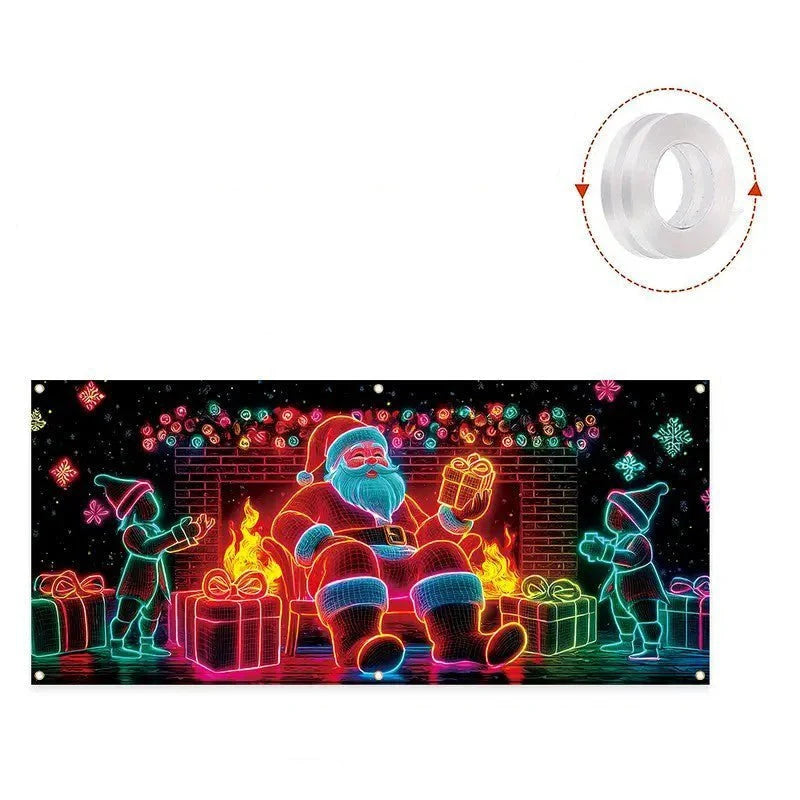Christmas Banner UV-Fluorescent Blacklight Glow
