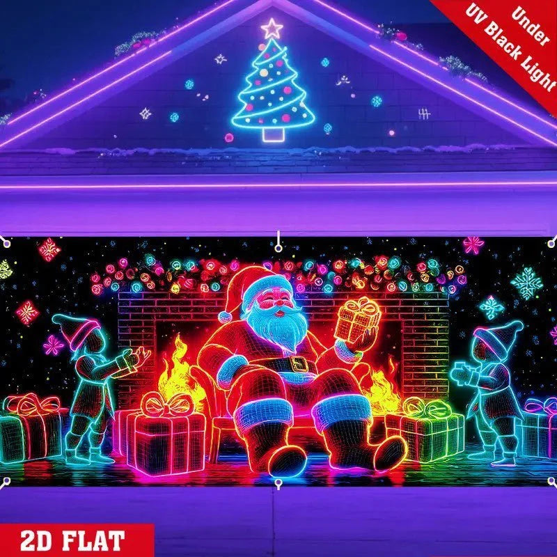 Christmas Banner UV-Fluorescent Blacklight Glow