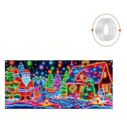 Christmas Banner UV-Fluorescent Blacklight Glow