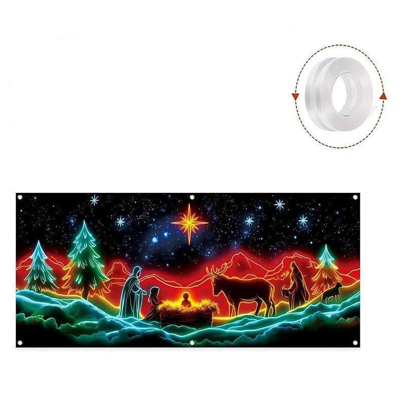 Christmas Banner UV-Fluorescent Blacklight Glow