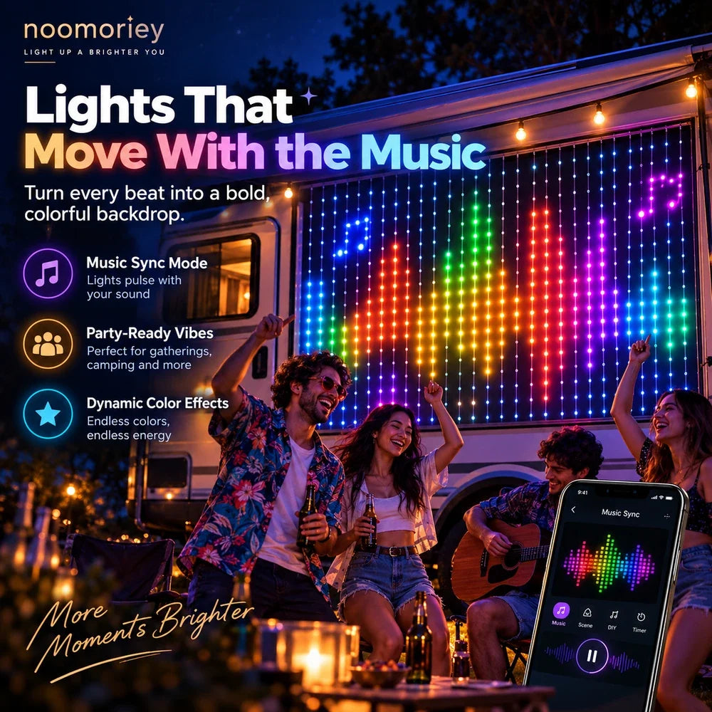 Christmas Curtain Lights RGB App-Controlled Music-Synced