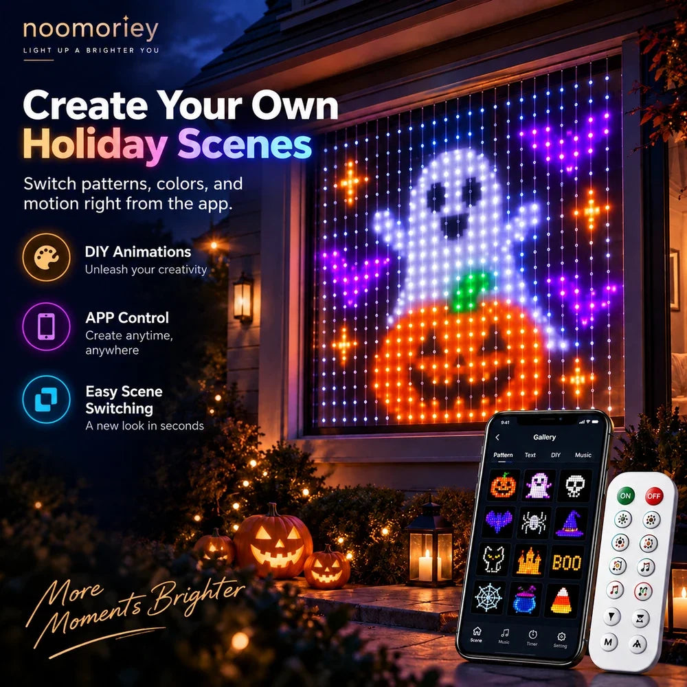 Christmas Curtain Lights RGB App-Controlled Music-Synced