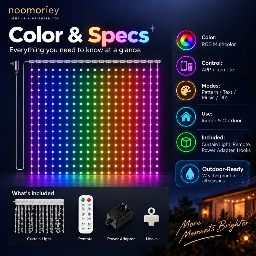 Christmas Curtain Lights RGB App-Controlled Music-Synced